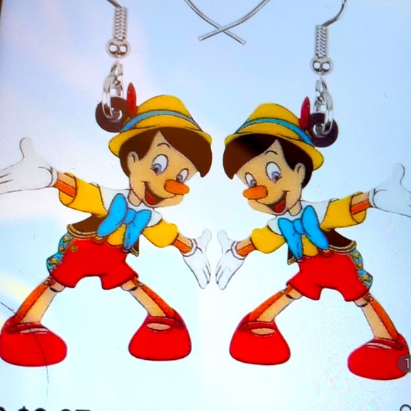 ACRYLIC EARRINGS:PINOCCHIO DANGLE EARRINGS - Picture 5 of 5